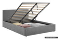 Shangri-La Lyon Gas Lift Storage Bed Frame (Grey, Double)