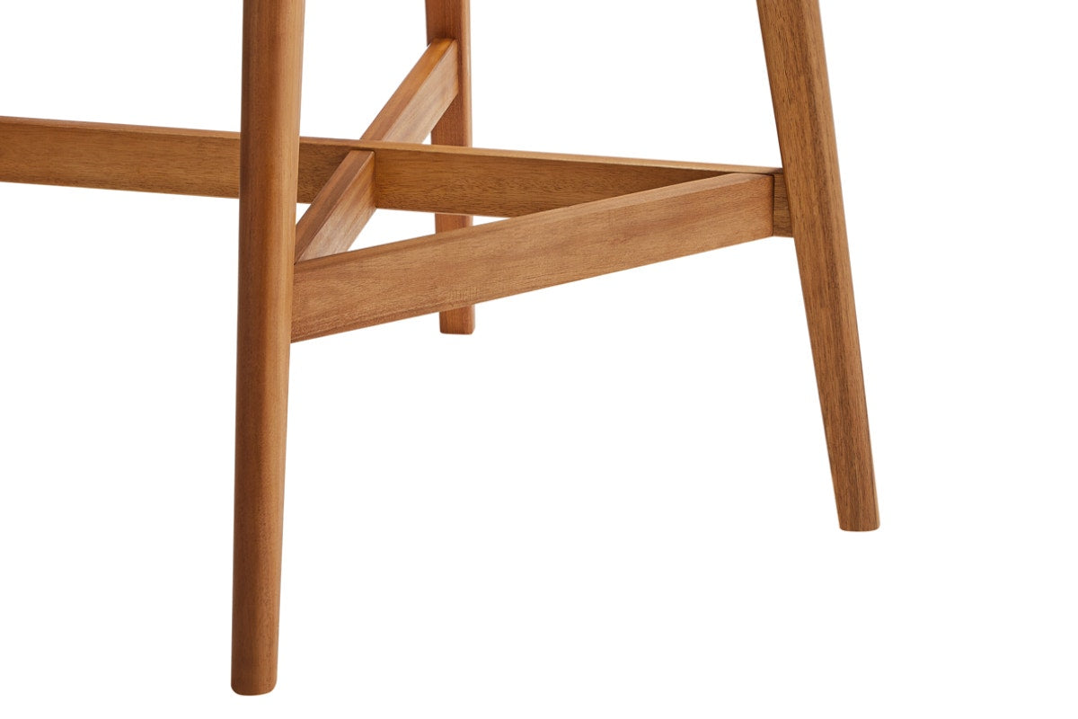 Set of 2 Shangri-La Lorne Rope Cushion Acacia Wood Outdoor Bar Stools (Cream)