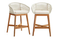 Set of 2 Shangri-La Lorne Rope Cushion Acacia Wood Outdoor Bar Stools (Cream)