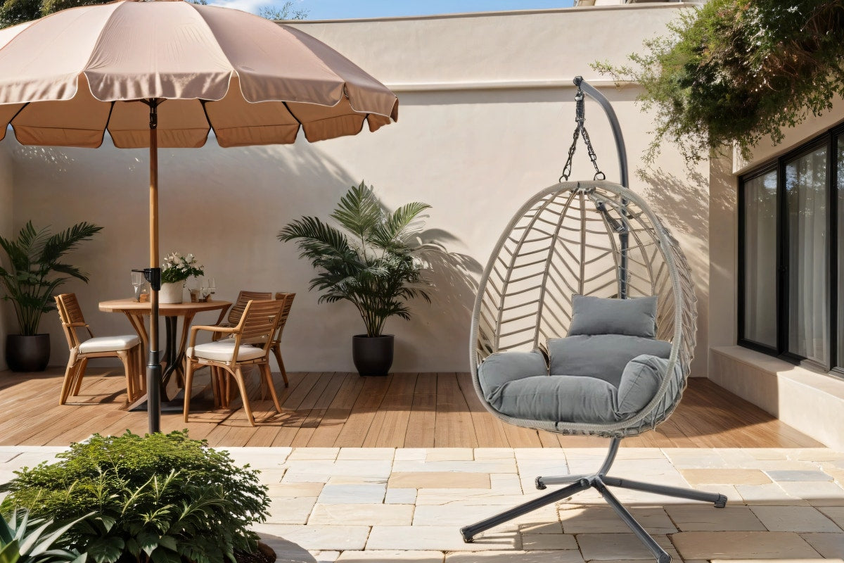 Shangri-La Mackenzie Outdoor Furniture Egg Chair (Grey/ Grey)