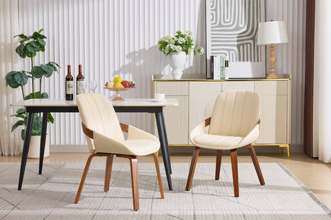 Set of 2 Shangri-La Macarro Faux Leather Dining Chairs (Beige)