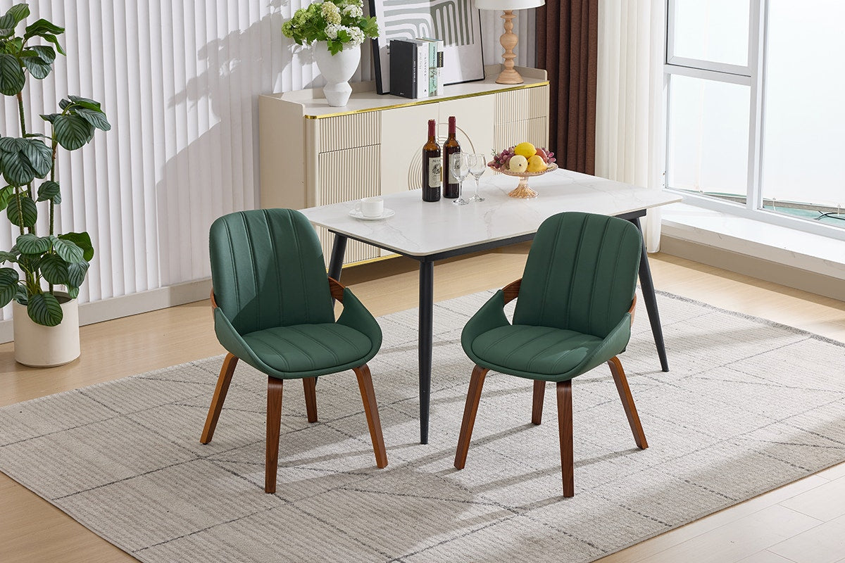 Set of 2 Shangri-La Macarro Faux Leather Dining Chairs (Green)