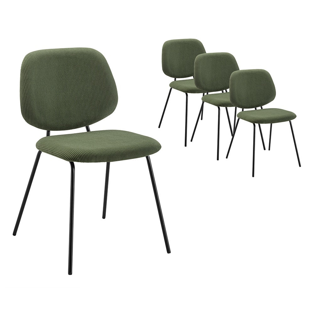 Set of 4 Shangri-La Mullion Corduroy Dining Chairs (Green)