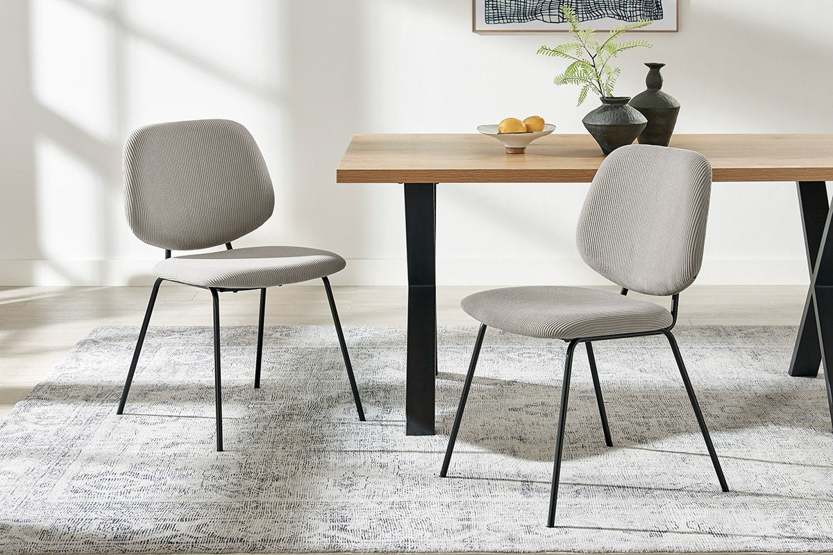 Set of 4 Shangri-La Mullion Corduroy Dining Chairs (Grey)
