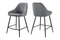 Set of 2 Shangri-La Monaco Velvet Bar Stools (Charcoal/Black)