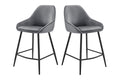 Set of 2 Shangri-La Monaco Velvet Bar Stools (Charcoal/Black)