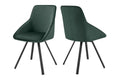 Set of 2 Shangri-La Monaco Velvet Swivel Dining Chairs (Green/Black)