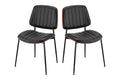Set of 2 Shangri-La Moore Faux Leather Dining Chairs (Black)