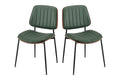 Set of 2 Shangri-La Moore Faux Leather Dining Chairs (Green)