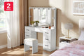 Shangri-La 2 Piece Napa Dressing Table and Stool Set (White)