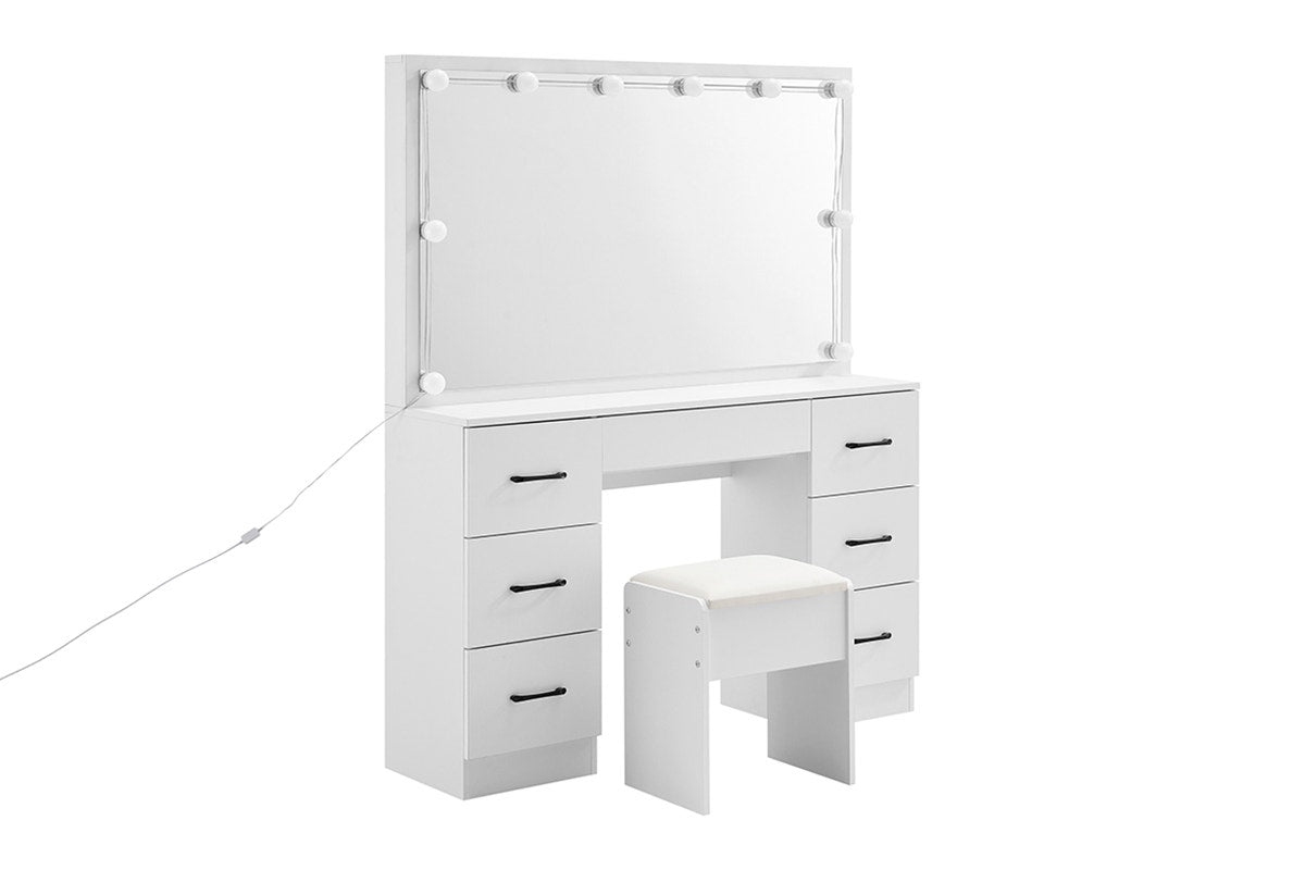 Shangri-La 2 Piece Napa Dressing Table and Stool Set (White)