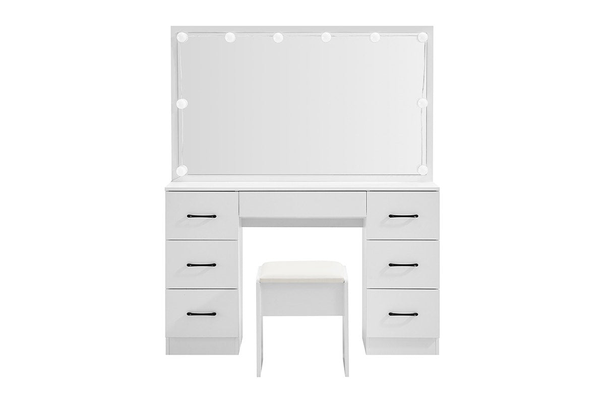 Shangri-La 2 Piece Napa Dressing Table and Stool Set (White)