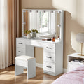 Shangri-La 2 Piece Napa Dressing Table and Stool Set (White)