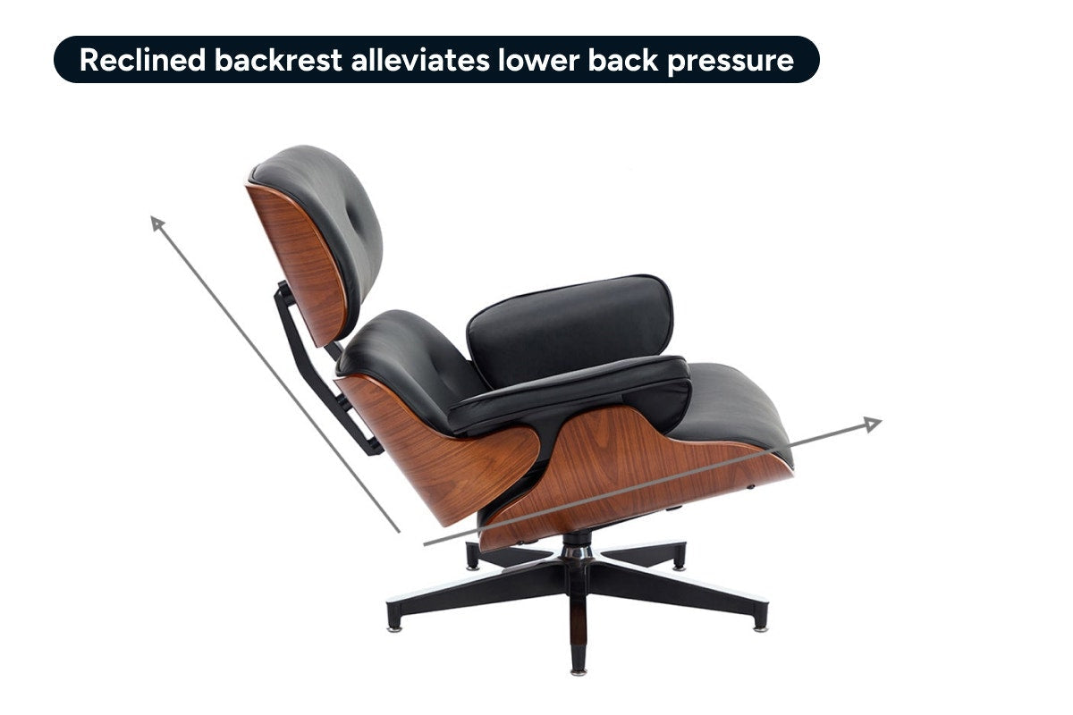 Shangri-La Eames Replica Lounge Chair and Ottoman (Black/Walnut)