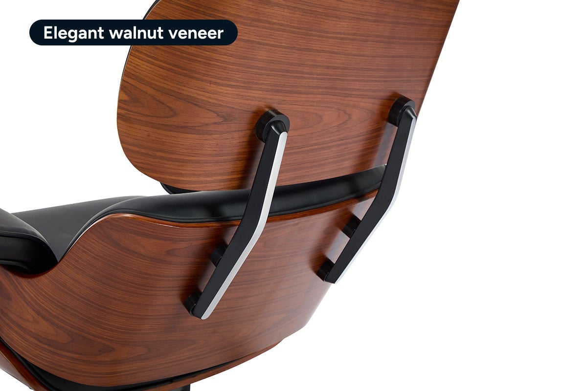 Shangri-La Eames Replica Lounge Chair and Ottoman (Black/Walnut)