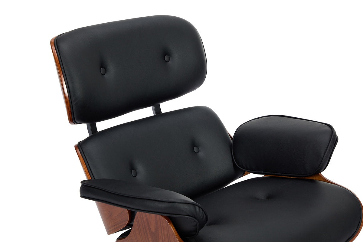 Shangri-La Eames Replica Lounge Chair and Ottoman (Black/Walnut)