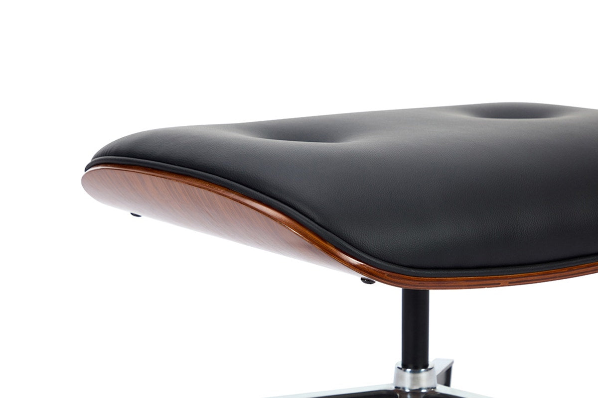 Shangri-La Eames Replica Lounge Chair and Ottoman (Black/Walnut)