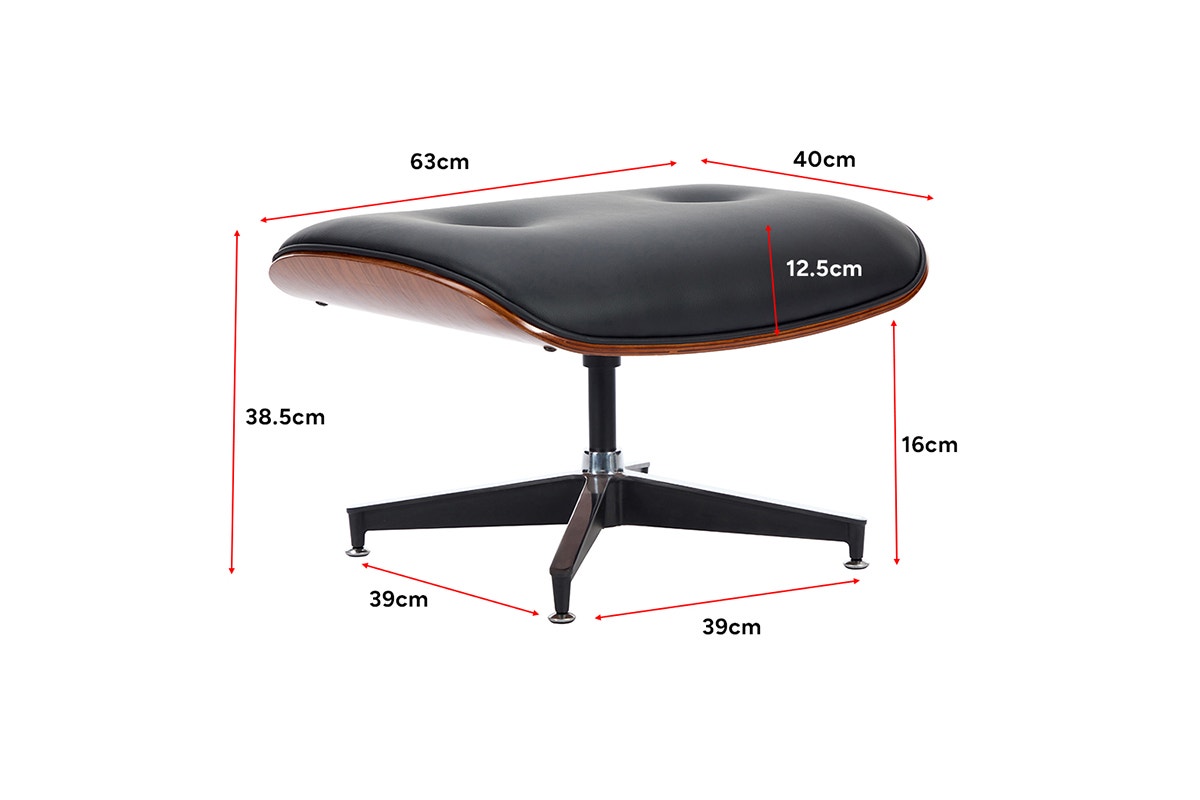 Shangri-La Eames Replica Lounge Chair and Ottoman (Black/Walnut)