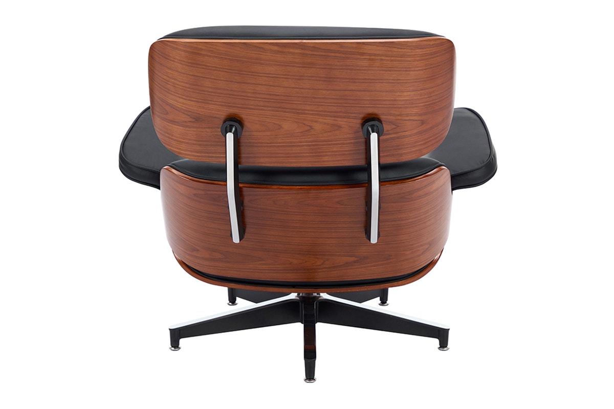 Shangri-La Eames Replica Lounge Chair and Ottoman (Black/Walnut)