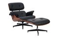 Shangri-La Eames Replica Lounge Chair and Ottoman (Black/Walnut)