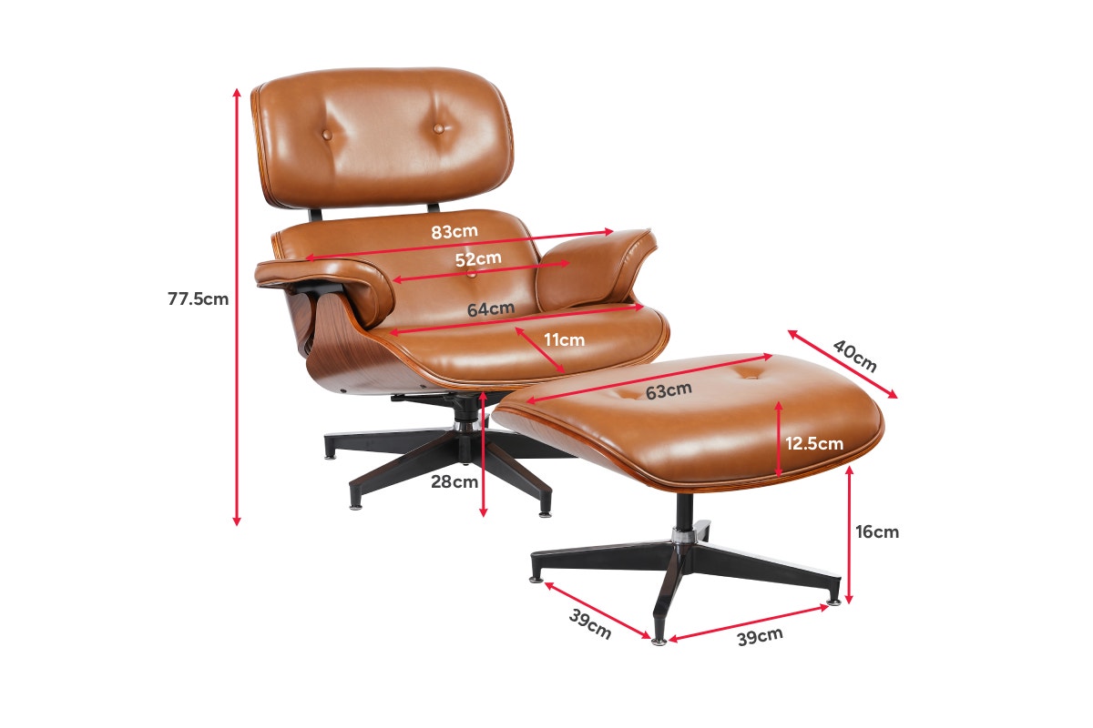 Shangri-La Eames Replica Lounge Chair and Ottoman (Tan/Walnut)