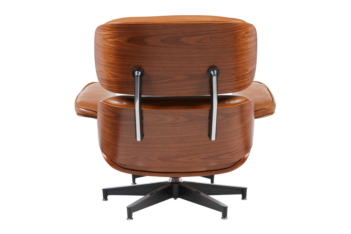 Shangri-La Eames Replica Lounge Chair and Ottoman (Tan/Walnut)