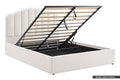 Shangri-La Santorini Boucle Gas Lift Storage Bed Frame (White, Double)