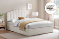 Shangri-La Santorini Boucle Gas Lift Storage Bed Frame (White, King)
