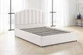 Shangri-La Santorini Boucle Gas Lift Storage Bed Frame (White, Queen)