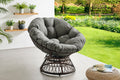 Shangri-La Papasan Swivel Wicker Chair (Grey)