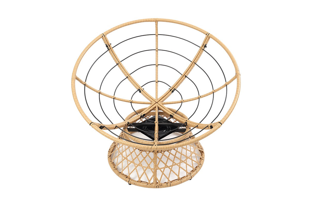 Shangri-La Papasan Swivel Wicker Chair (Beige)