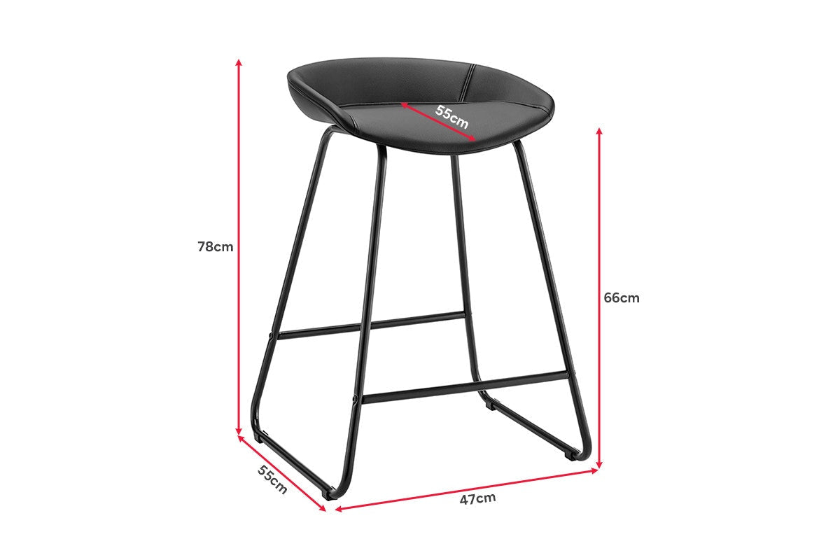 Set of 2 Shangri-La Valencia Faux Leather Counter Stools (Black/Black)