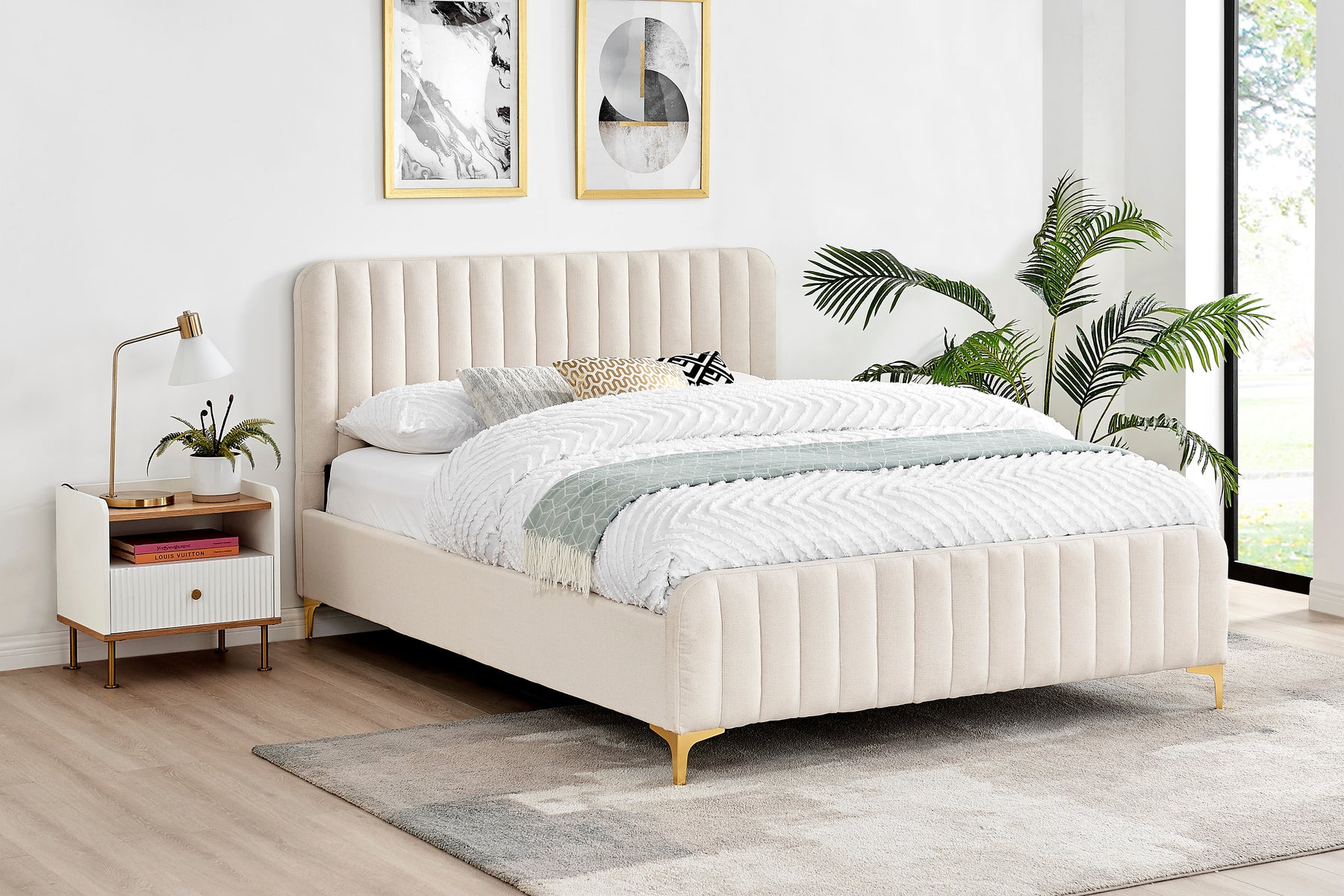 Shangri-La Victoria Bed Frame (Oatmeal, Double)