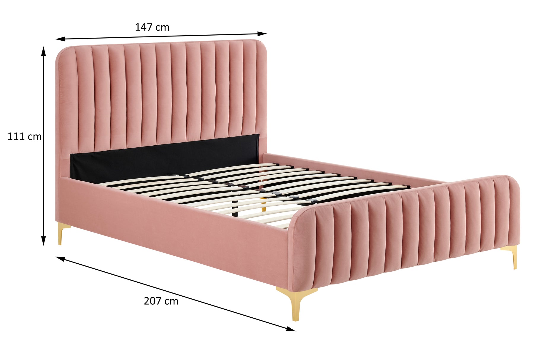 Shangri-La Victoria Bed Frame (Blush Velvet, Double)