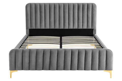 Shangri-La Victoria Bed Frame (Grey Velvet, Queen)