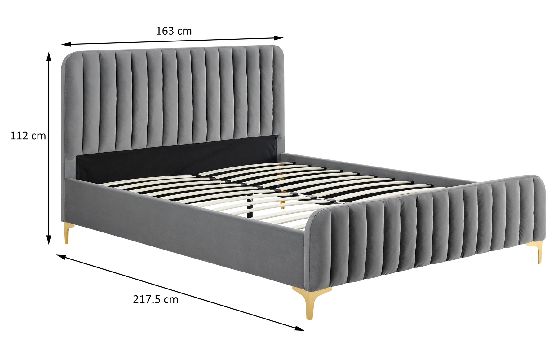 Shangri-La Victoria Bed Frame (Grey Velvet, Queen)