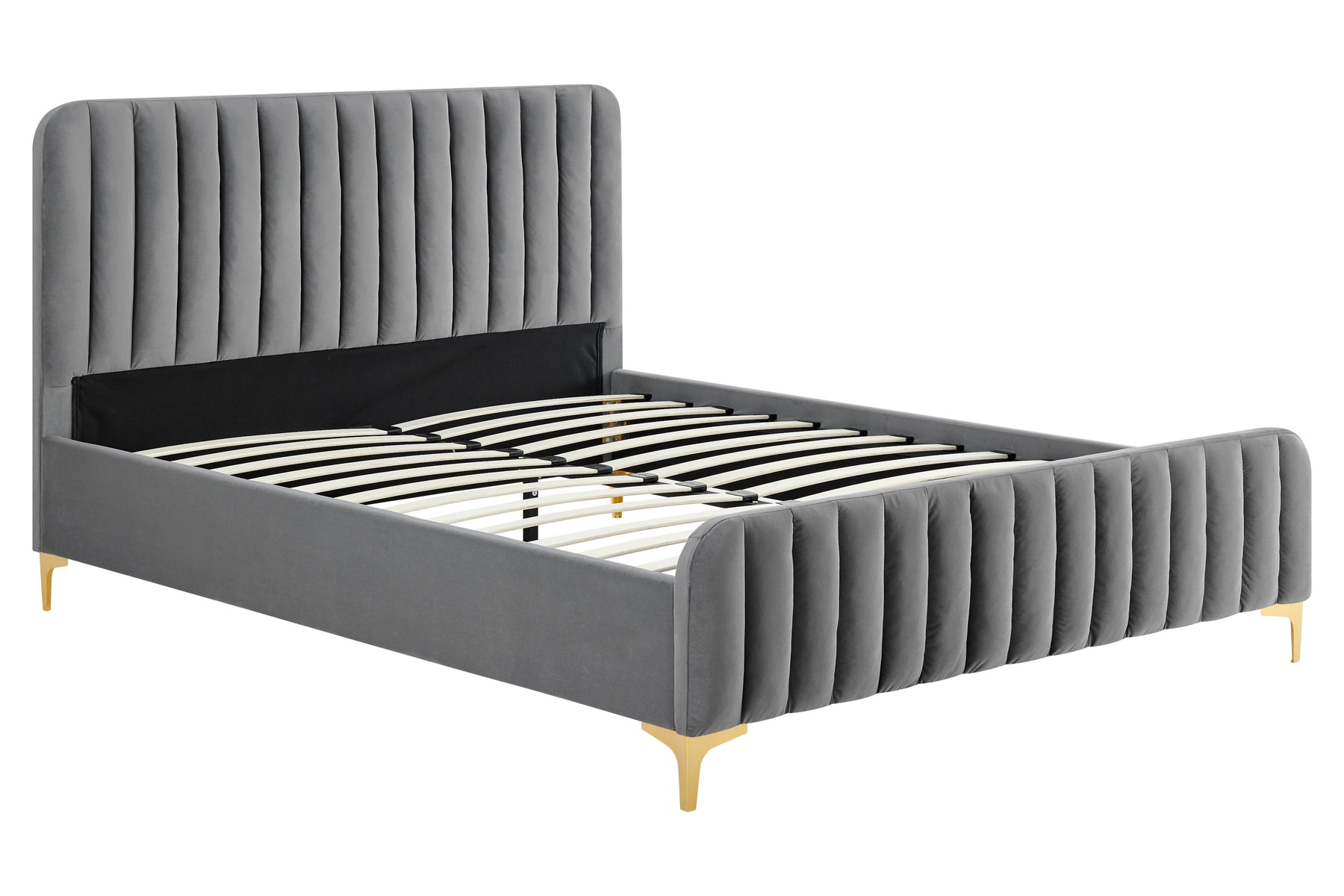 Shangri-La Victoria Bed Frame (Grey Velvet, Queen)