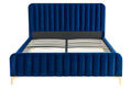 Shangri-La Victoria Bed Frame (Navy Velvet, King)