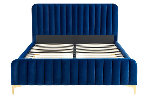 Shangri-La Victoria Bed Frame (Navy Velvet, King)