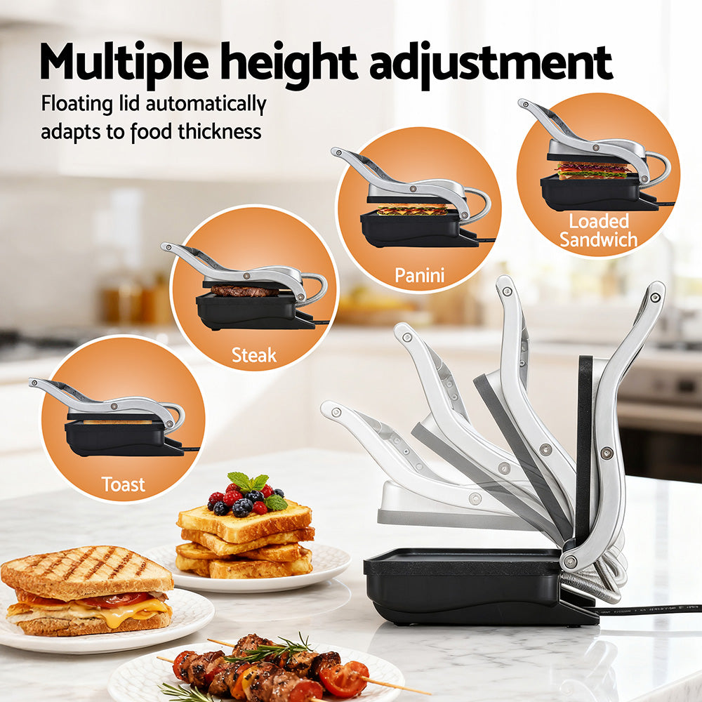 Devanti 3-in-1 Sandwich Maker 1000W, Fry Pan, Press & Griddle, 29cm - SuperSaverAU - view 6