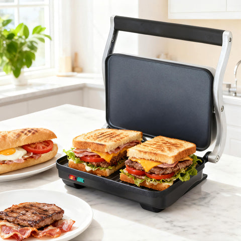 Devanti 3-in-1 Sandwich Maker 1000W, Fry Pan, Press & Griddle, 29cm - SuperSaverAU - view 1