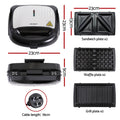 Devanti 3-in-1 Sandwich Press Waffle Maker 850W