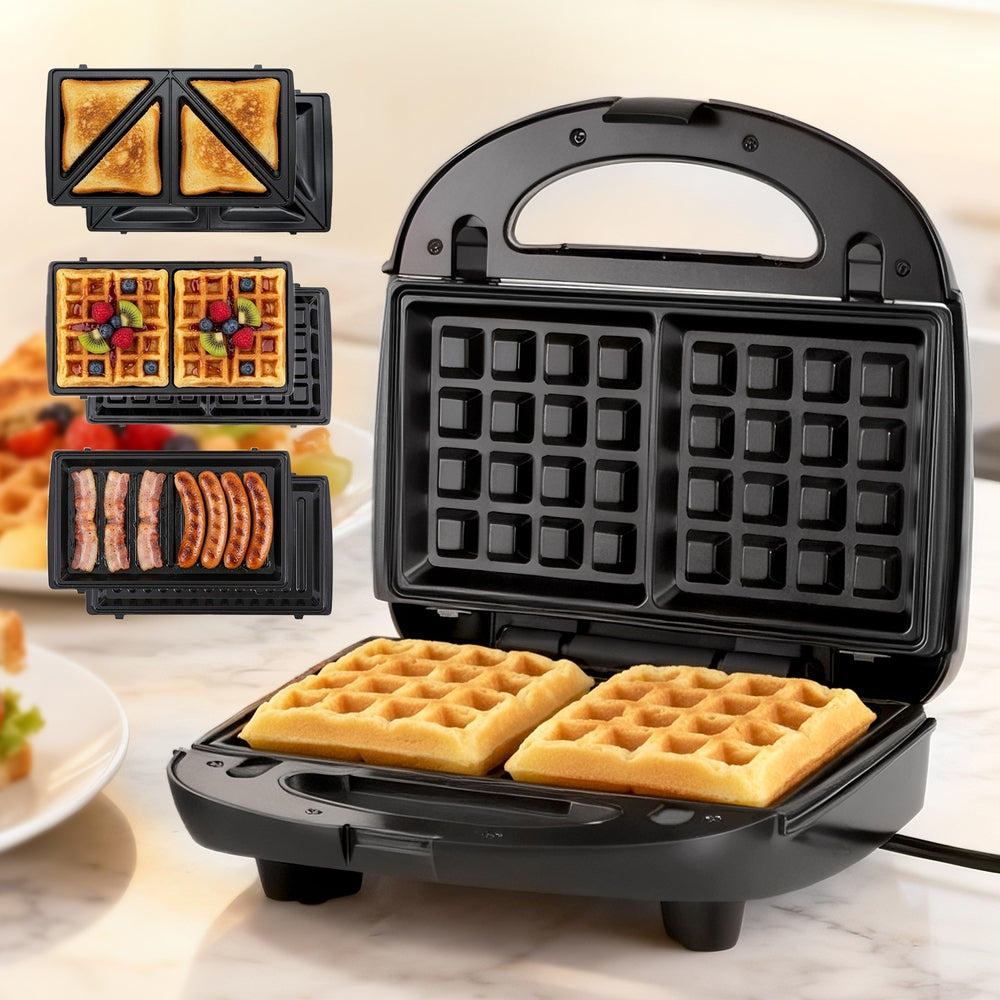 Devanti 3-in-1 Sandwich Press Waffle Maker 850W