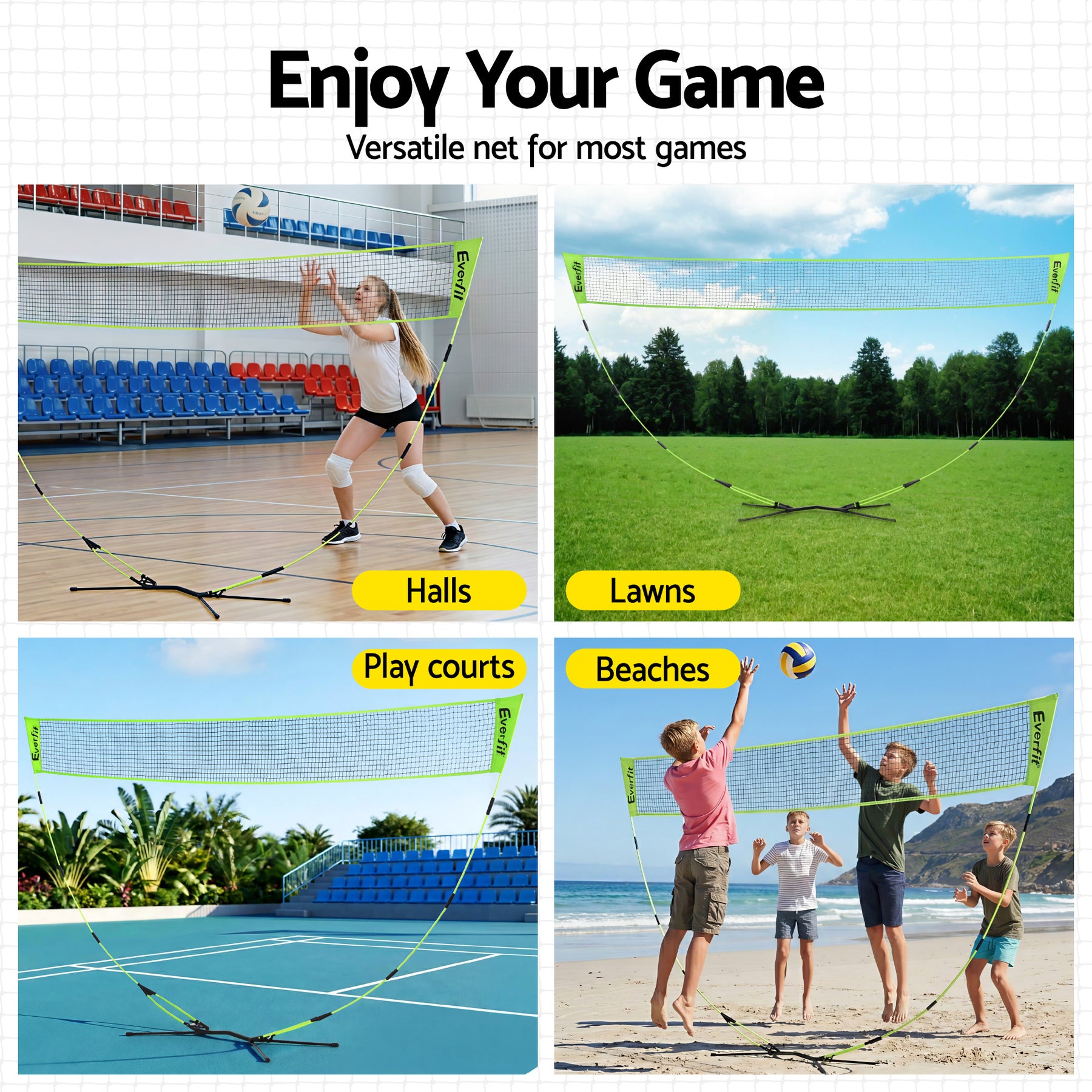 Everfit Yellow 3M Portable Badminton Tennis & Volleyball Net