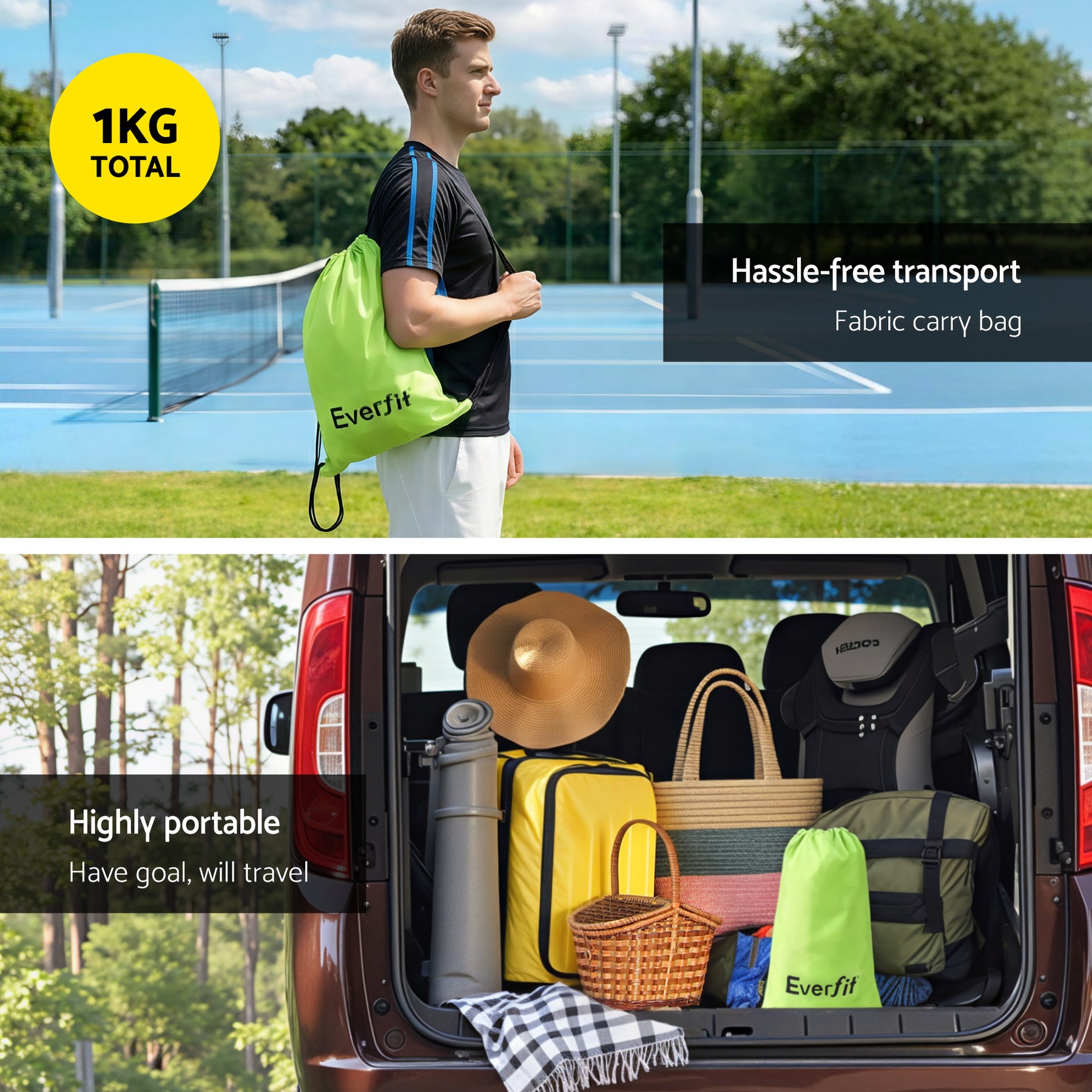 Everfit Yellow 3M Portable Badminton Tennis & Volleyball Net