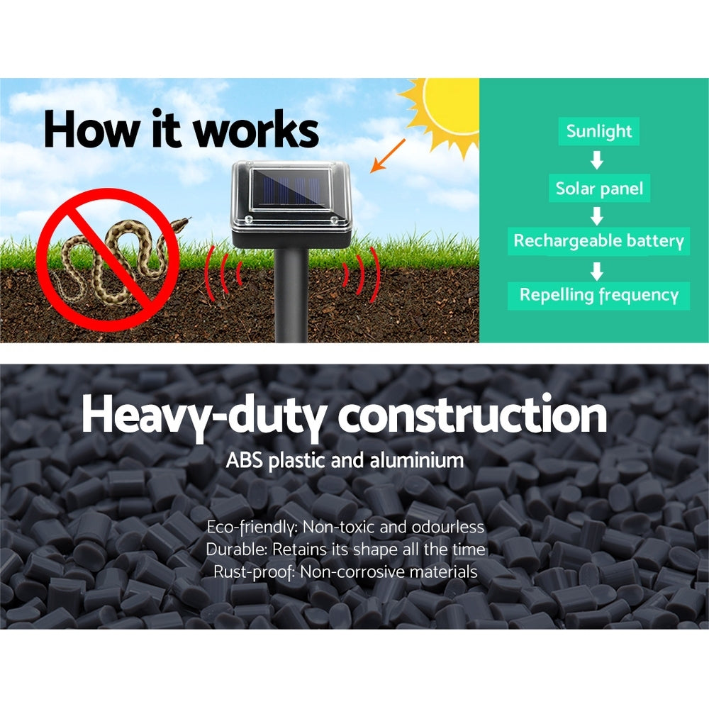 Vermitrap Set of 6 Solar Powered Snake Repellers - Weatherproof, Humane, Wireless