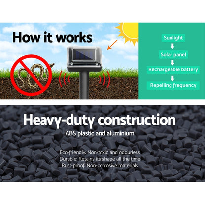 Vermitrap Set of 6 Solar Powered Snake Repellers - Weatherproof, Humane, Wireless