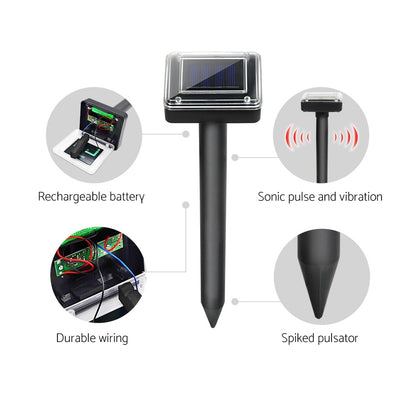 Vermitrap Set of 6 Solar Powered Snake Repellers - Weatherproof, Humane, Wireless