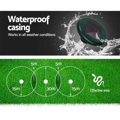 SR Solar LED Snake Repeller 10X - Weatherproof, Solar Powered, Chemical-Free