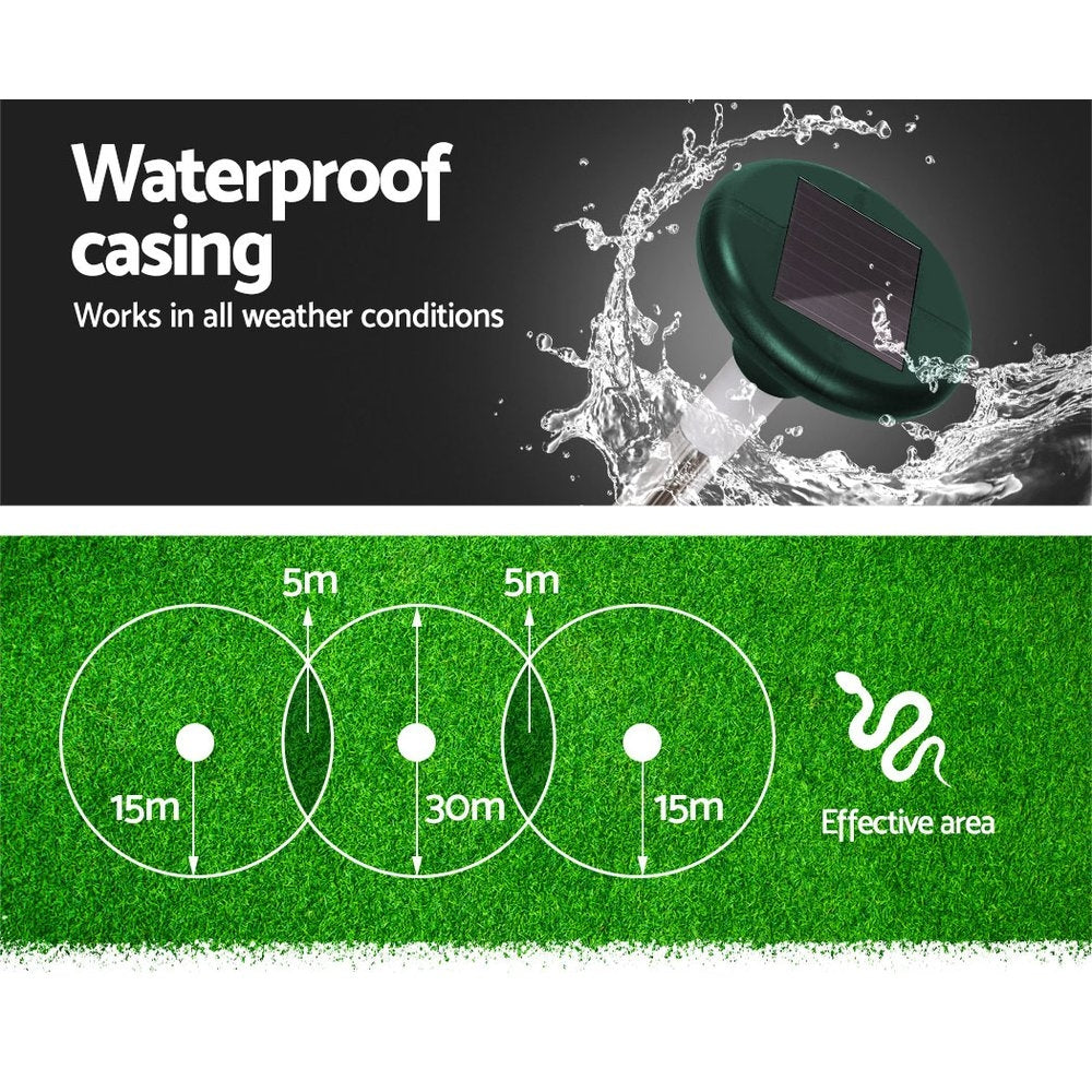 Gardeon 6X Solar LED Snake Repeller - Weatherproof, Chemical-Free, 625m² Range